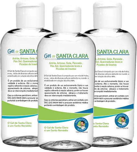 Frascos do Gel de Santa Clara